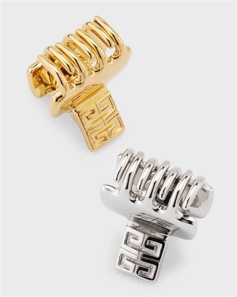 Givenchy 4G Golden & Silvery Small Jaw Hair Clip Set